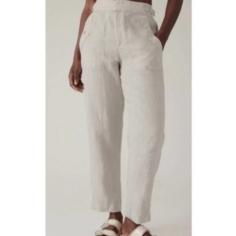 Athleta Voyager Women's Light Being Linen Pants with adjustable waist size 16